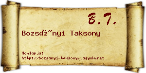 Bozsányi Taksony névjegykártya